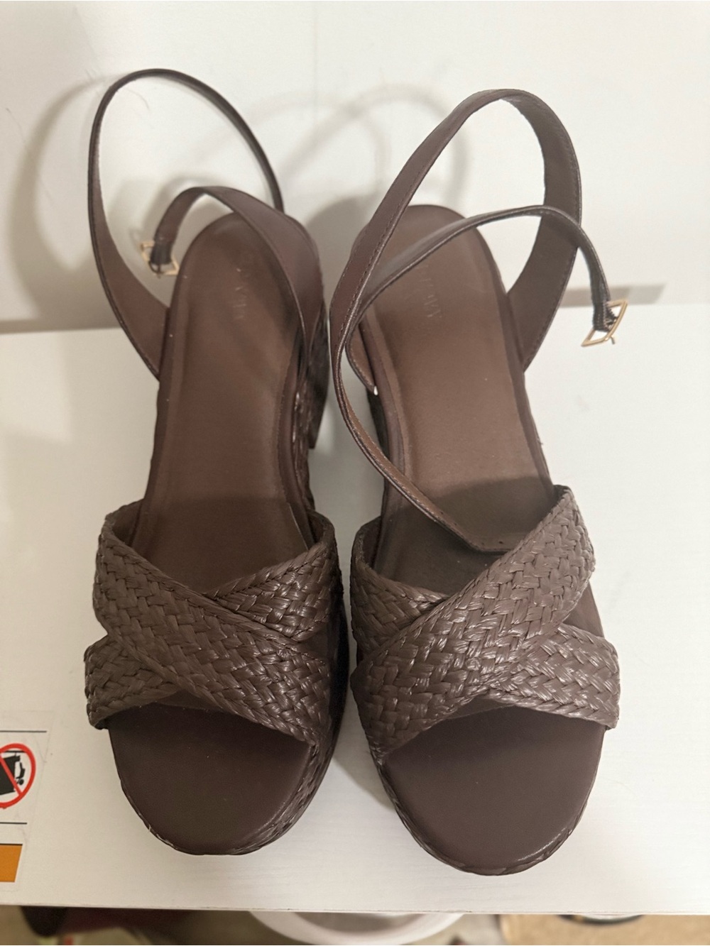 Old Navy Brown Woven Slingback Wedge Sandals NWOT